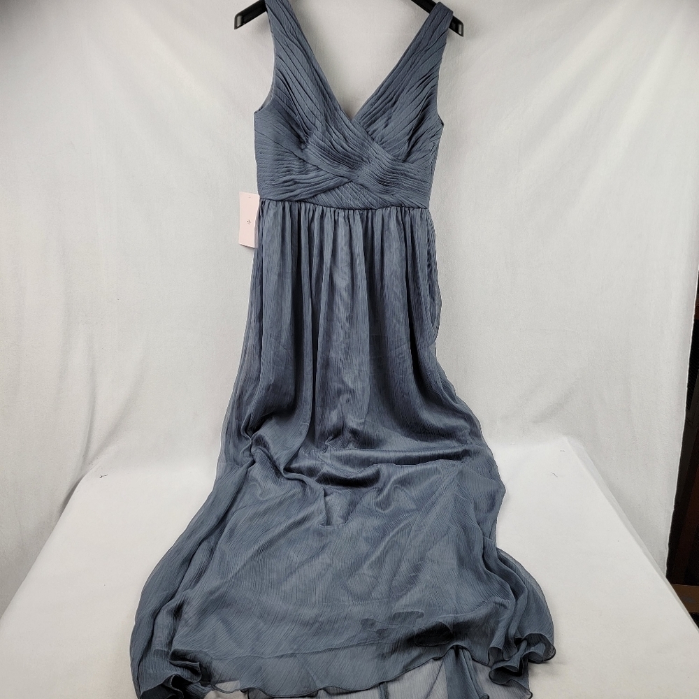 NWT BHLDN vneck grey chiffon bridesmaid formal maxi dress - Picture 2 of 7